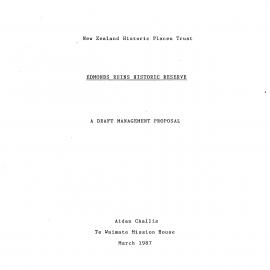Edmonds Ruins Historic Reserve - A draft management proposal