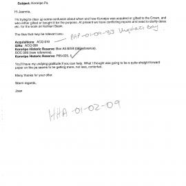 request for Kororipo files for book on Kerikeri Basin