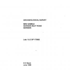 Archaeological Survey Lots 1 and 2 DP 173562