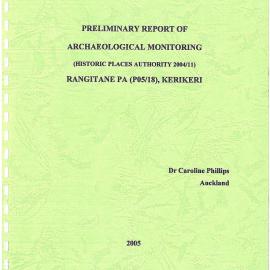  Preliminary report of Archaeological Monitoring. Rangitane Pa -P0518- Kerikeri