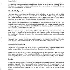 Archaeological monitoring of post holes dug as part of a protective fence around a well, Edmonds' ruins, Kerikeri