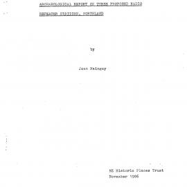 Archaeological report on three proposed radio repeater stations, Northland