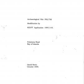 Archaeological Site P05-756. Modification by NZHPT Application 1997-143. Puketona Road