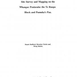 Site survey and mapping on the Whangae Peninsula. the Te Raupo Block and Pumukas Paa. Includes HPT notes 1993 and maps