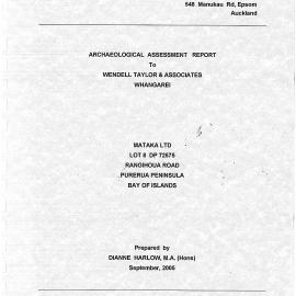 Archaeological assessment report. Rangihoua Road, Purerua Peninsula