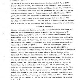 A history of the Opanui and Kahikatearoa blocks at Okiato, Bay of Islands, on which, in 1840, Lieutenant-Governor William Hobson