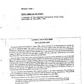 Fifty years in the field, a history of the Auckland University Field Club