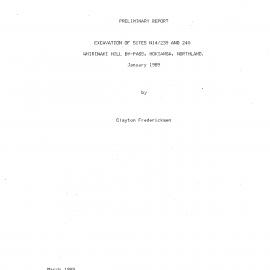 Preliminary report. Excavation of sites N14-239 and 240 Whririnaki Hill by-pass, Hokianga