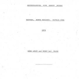 Archaeological site survey report. Ahipara, North Hokianga, Kaitaia area