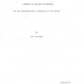 A report on burials at Motatau, and the archaeological potential of the region