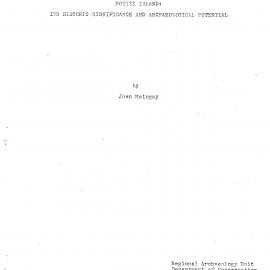 Maingay. 1988. Motiti Island. Its historic significance and archaeological potential