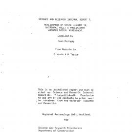Realignment of State Highway 12, Whirinaki Hill. A preliminary archaeological assessment