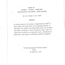 Report on Mitimiti, Waireia, North Head, archaeological site survey, North Hokianga