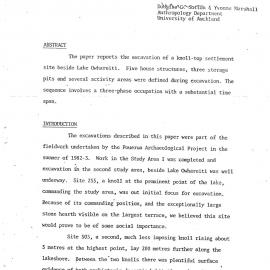 A Complex open settlement site at Lake Owhareiti