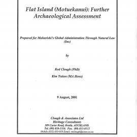 Flat Island (Motuekanui). Further archaeological assessment