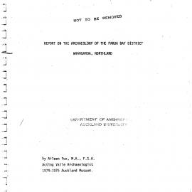 Report on the archaeology of the Parua Bay District, Whangaroa 