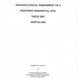 Archaeological assessment of a proposed residential site, Takou Bay, Northland