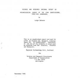 Archaeological survey of the Vink subdivisions, Takou Bay, Whangaroa