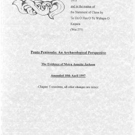 The evidence of Moira Annette Jackson. Statement of Claim by Te Uri O Hau O Te Whahapu O Kaipara