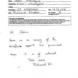 Correspondence re Hei Tiki found on Somes Island