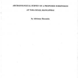 Archaeological survey of a proposed subdivision at Tara Road, Mangawhai