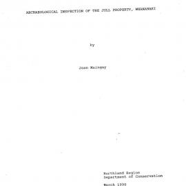  Archaeological inspection of the Jull Property. Whananaki.