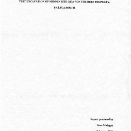 Archaeological inspection of the Rees Property, Pataua South