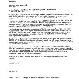 Correspondence re subdivision - Kiripaka Rd Pt Lot 1 DP 23417