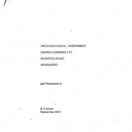 Archaeological assessement United Carriers Ltd, Kioreroa Road, part Rewarewa A