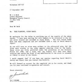 Notes. Tree Planting, Ocean Beach