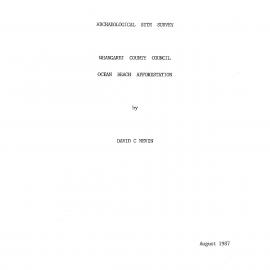 Archaeological site survey. Whangarei County Council. Ocean Beach afforestation