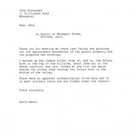 Quarry at Maungaru Farms DP70306, SH14