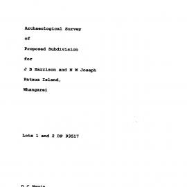 Archaeological survey of proposed subdivision Pataua Island, Whangarei Lots 1 and 2 DP93517