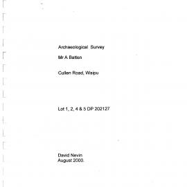 Archaeological survey Cullen Rd, Waipu