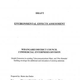 Draft Environmental effects assessment. Height estension to existing telecommunications mast. Mount Parahaki