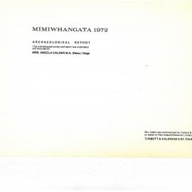 Mimiwhangata 1972. Archaeological Report.