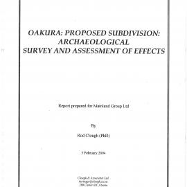 Proposed subdivision, Archaeological survey and assessment of effects