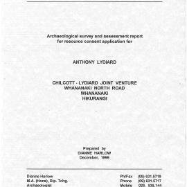 Archaeological survey and assessment report for resource consent application for Whananaki North Road