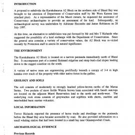 Archaeological survey of the Karakahuarua A2 block at Bland Bay