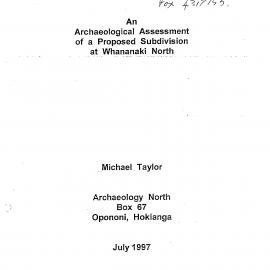 An archaeological assessment of a proposed subdivision at Whananaki North
