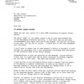 Corresondence between DOC and Dept of Maori Affairs re Te Aupouri Forest Museum