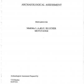 Archaeological Assessment of Proposed Boundary Adjustment prepared for L & S Blucher