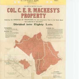 Subdivision plan / Col. C.E.R. Mackesy's Property Adjouring the Borough of Whangarei, the most progressive Town in the North Isl