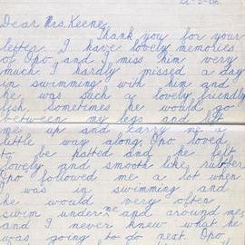 Letter from Jill Baker to Mrs Keene regarding Opo the dolphin