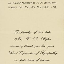 In Loving Memory of F R Byles
