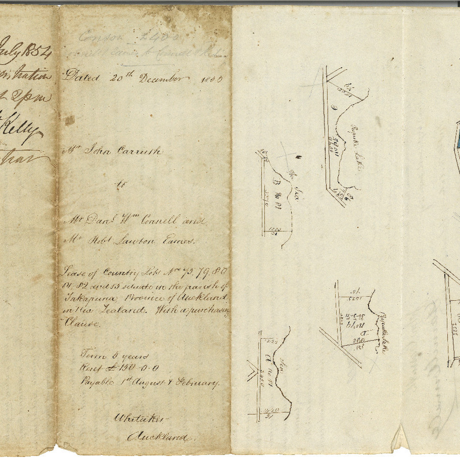 Lease agreement between John Carruth to Daniel William Connell and Robert Lawton Earnes