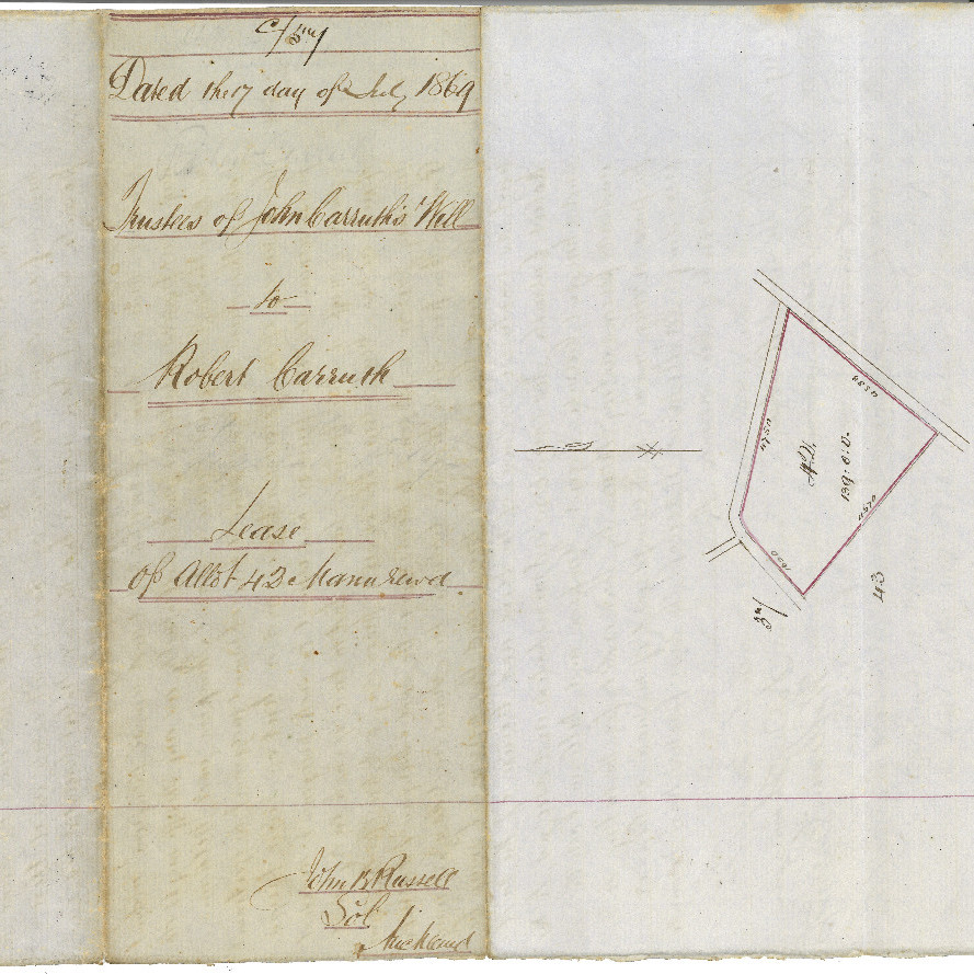 Lease agreement between Trustees of John Carruth's Will (Margaret Carruth, David Thompson and William Carruth) to Robert Carruth