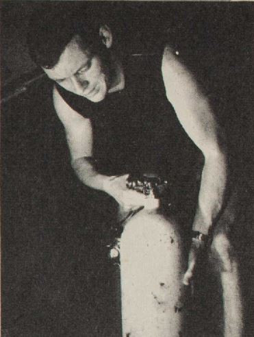 Bill Palmer, a member of the Underwater Club, prepares his equipment for an unsuccessful second attempt on the underwater endurance record
Whangarei Photo News November 1964